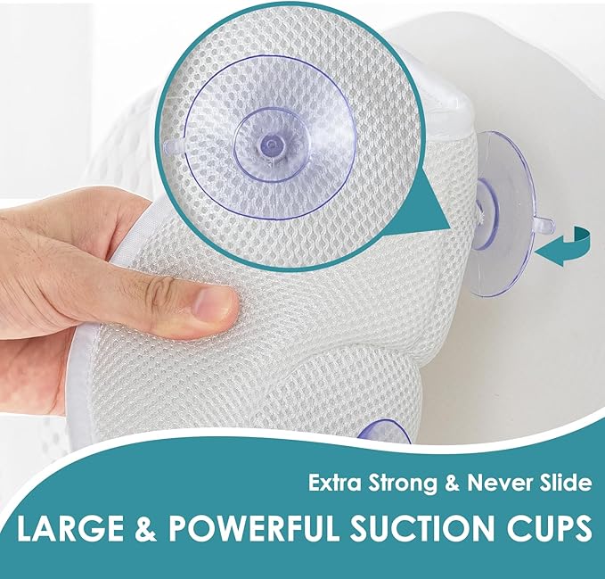 Bath Pillow Bathtub Pillow,Luxury Bath Pillows forTub Neck and Back Suppor | Neck and Back Support Headrest with Soft 5D Mesh Fabric and Non-Slip Suction Cups,Relaxing Bath Accessories Spa Gifts