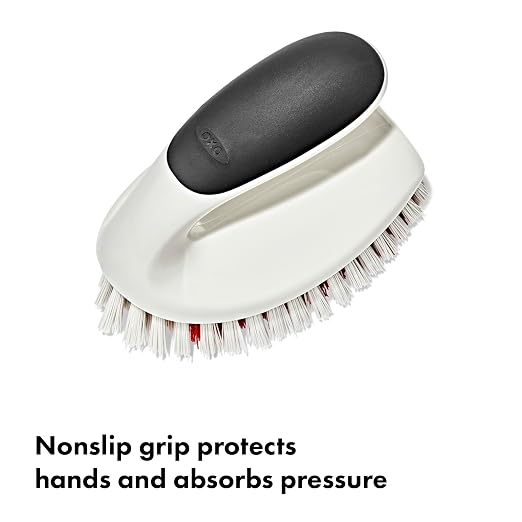 OXO Good Grips All-Purpose Scrub Brush – 2-Pack, Crevice Cleaning, Bathroom Cleaning, Scrub Brush with Handle, Brushes to Scrub Your Kitchen or bathrooms