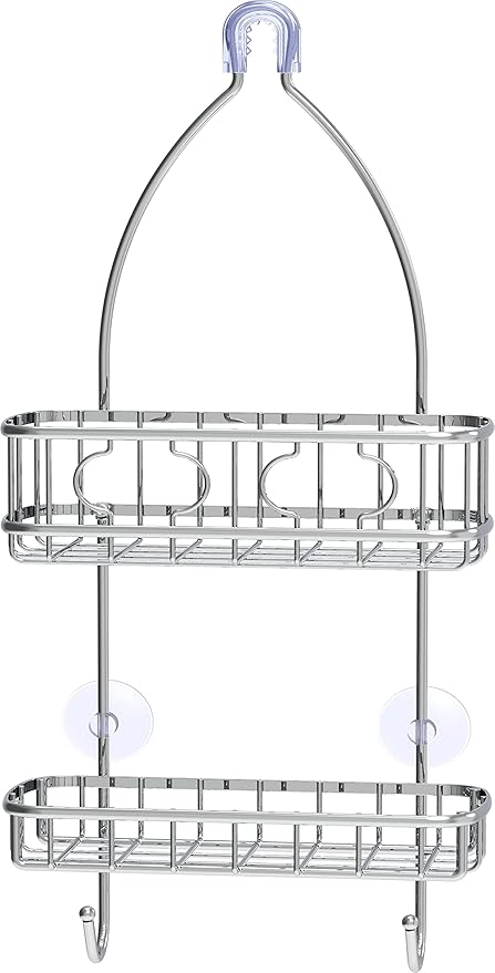 Simple Houseware Hanging Shower Head Caddy Organizer, 24 x 10, Chrome | (24 x 10.2 x 4.25 inches)