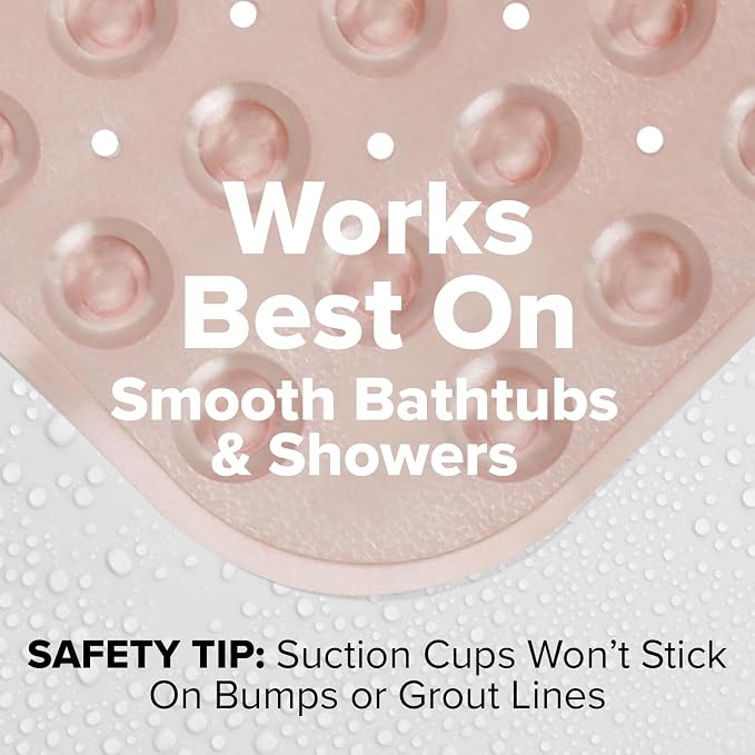 SlipX Solutions 39x16 Extra Long Non Slip Bath Mat, Tub & Shower, Coral | Anti Slip Mat for Elderly & Kids Bathroom, 30% More Coverage, 200 Suction Cups, Hundreds of Drain Holes