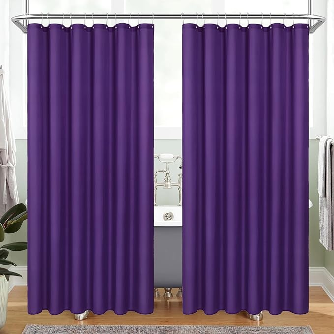 MitoVilla 2 Pack Purple Fabric Shower Curtain Liner - 72" W x 72" H, Simple Shower Curtain or Liner for Modern Neutral Hotel Bathroom Decor, Waterproof Cloth & Hotel Quality