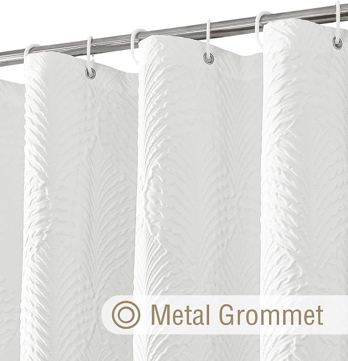 Small Stall Shower Curtain, Narrow Half 3D Embossed Textured White Fabric Shower Curtain, Modern Farmhouse Chic Soft Cloth Bathroom Curtains Shower Set with Hooks (White, 36" W x 72" L) | Narrow Half Small Stall Shower Curtain, White 3D Embossed Modern...