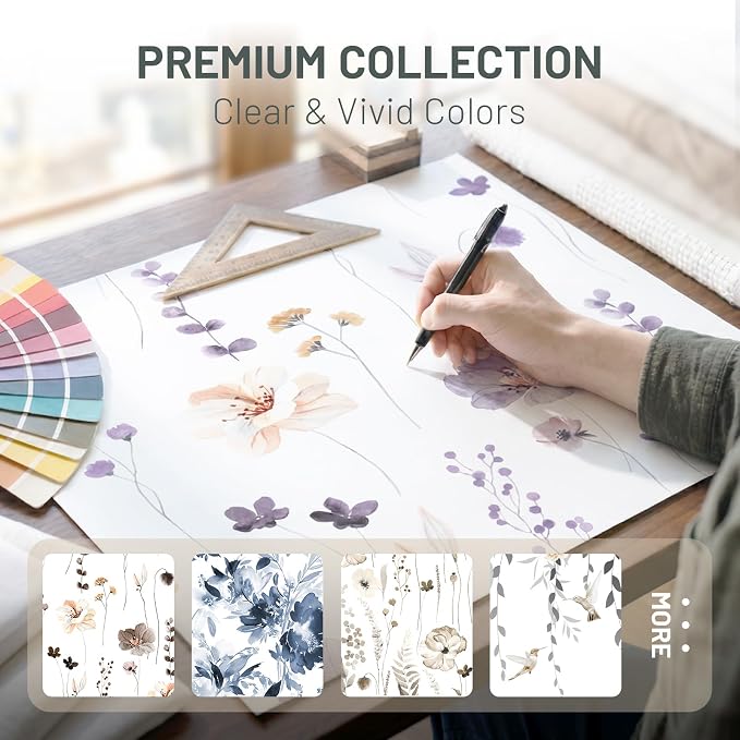No Hook Floral Shower Curtain with Liner, Plum Flower, 71x74 | Snap in Liner, 3 in 1, Water Repellent, Easy Install, Machine Washable, Hotel Style for Bathroom, Watercolor Pattern