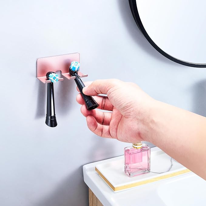 Electric Toothbrush Head Holder, Toothbrush Holders Wall Mounted, Electric Toothbrushs Holder, Bathroom Shower Tooth Brushing Holder, Tooth Brush Head Holder Organiser (Rose Gold, Small)