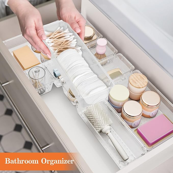 SpaceHacks 25 PCS Plastic Drawer Organizer, 4-Size Versatile Organizer Trays & storage Bins