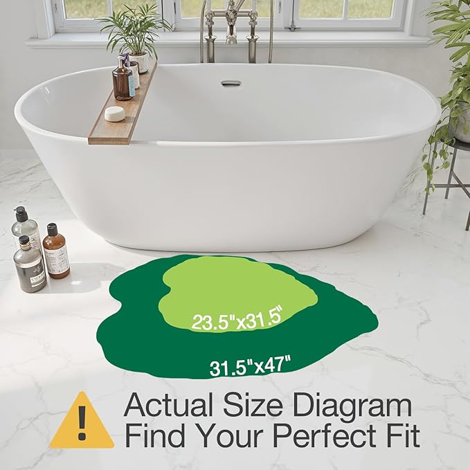 LUMI Bathroom Rug Green Leaf, Absorbent Non Slip Bath Mat, 23.5"x31.5" | Monstera, Soft Plush Microfiber, Quick Dry, Washable Cute Plant for Shower Floor, Bathroom, Sink Bathtub, Bedroom, Kids Room