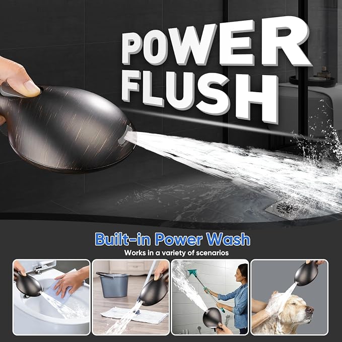 Cobbe 9 Spray Modes Handheld Shower Head, Water-Saving, ORB | Power Rinse, 1-Click Pause & Flow Control, 6ft Stainless Steel Hose, Adjustable Brass Bracket