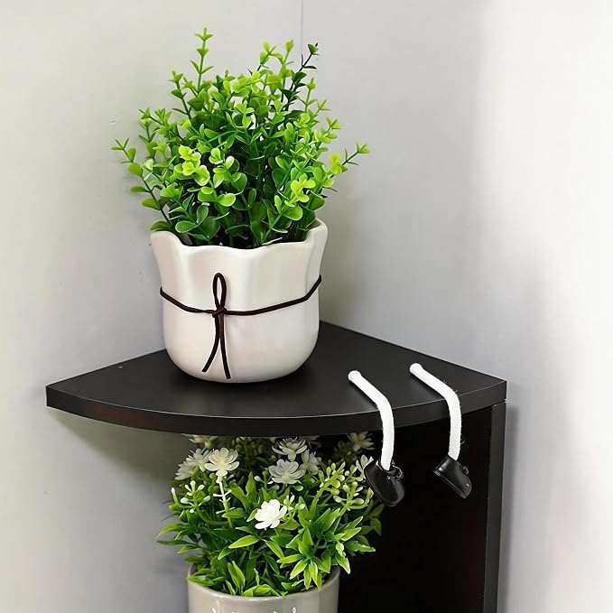 5-Tier Corner Shelf Wall Mount, Screw-Mounted Floating Bookshelf with Enhanced Support, Space-Saving Zigzag Shelf for Bedroom, Living Room, Office, Garage – (Black)