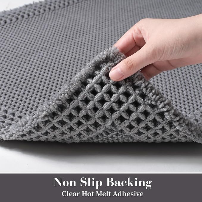RESARE Waffle Bath Mat for Bathroom, Non Slip Bathroom Rugs 18x30 Dark Grey | Absorbent Boho Bathroom Floor Mats Machine Washable Quick Dry, Soft Solid Bath Rugs with Tassels, Ideal Farmhouse Home Decor