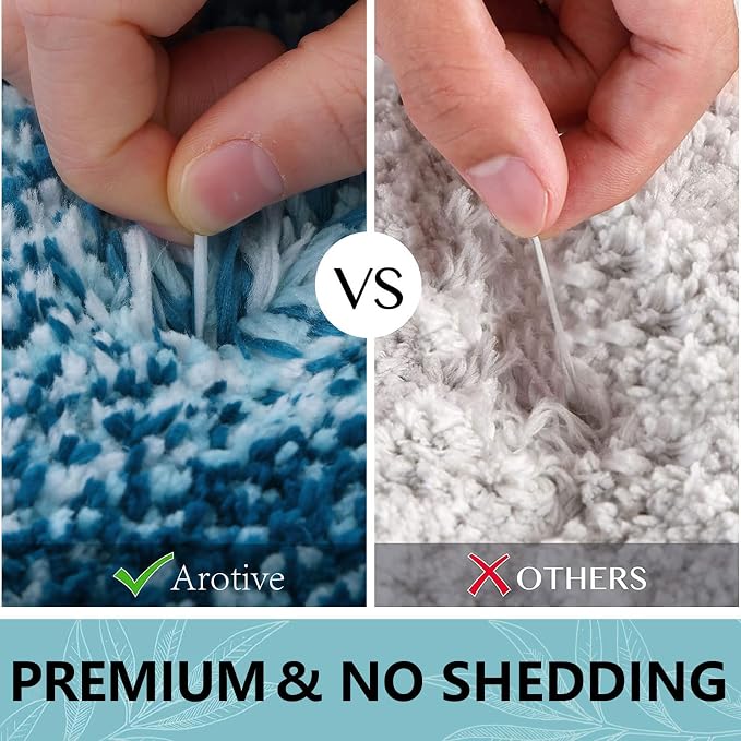 Arotive Microfiber Bathroom Rugs, Shaggy Soft Absorbent Bath Rug, 24x16 | PeacockBlue, Rubber Backing Thick Plush Machine Washable Dry Bath Mats for Bathroom, Tub and Shower, Rectangular