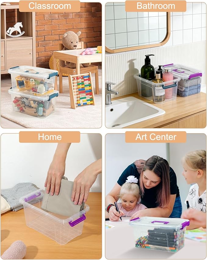 EOENVIVS Clear storage bins with lids 6 Pack, 7 Quart storage containers with lids, Stackable storage box Organizer for organizers and storage, Bedroom, Office, Classroom, Playroom & shoe boxes