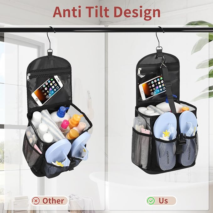 Ethereal Hanging Mesh Shower Caddy Portable for College Dorm Room Essentials, Large Capacity Shower Bag for Guys/Girls, for Beach, Swimming, Gym