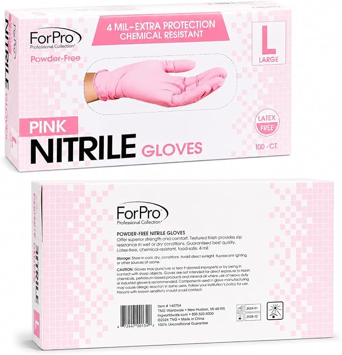 ForPro Disposable Nitrile Gloves, 4 mil, Food Safe, Latex-Free, Non-Sterile | for Salon, Exam & Cleaning Use, Multi-Purpose Gloves, Salon & Spa Essentials, Manicure & Pedicure Supplies, Home & Salon Use