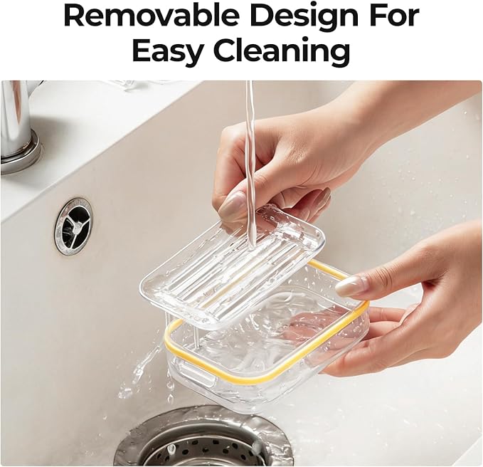 MOPMS Travel Soap Case, Leakproof with Clasps & Silicone Seal for Traveling | Soap Holder Travel Case with Drain Tray for Gym, Bathroom, Portable Travel Soap Container Fits Most Soaps, Durable PC, Clear
