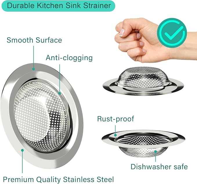SANNO Sink Protectors and Bottom Grid for Kitchen,Sink Grate Rack Side Drain Hole,Stainless Steel, 28-1/4"L x 14-1/4"W
