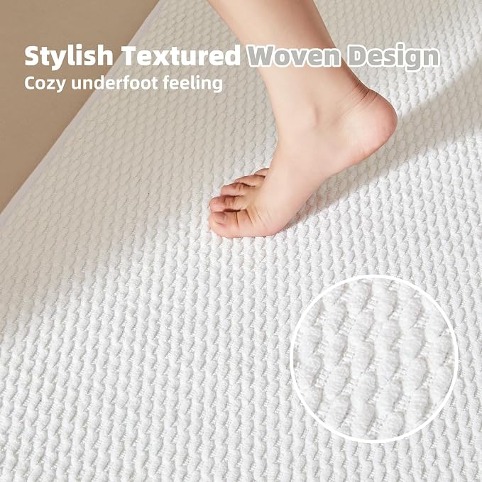 TYUU Large Bathroom Rugs Non Slip Washable Bath Rugs Super Absorbent Bathroom Rug Thin Quick Dry Low Pile Bath Mats, White 36"x48"