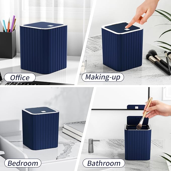 Bathroom Accessory Set - Bathroom Set, 12PC Bathroom Accessories Set, Blue Bathroom Accessories Set, Mini Trash Can, Toilet Brush, Trash Can & Soap Dispenser