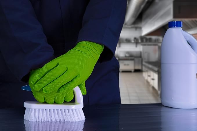 GLOVEWORKS Green Nitrile Gloves 8 Mil Heavy Duty Texture Chemical Resistant | Mechanic and Cleaning Gloves, Suitable for Heavy Duty Industrial Use, Chemical Resistant, HIgh-Visibility Color, Bulk Options