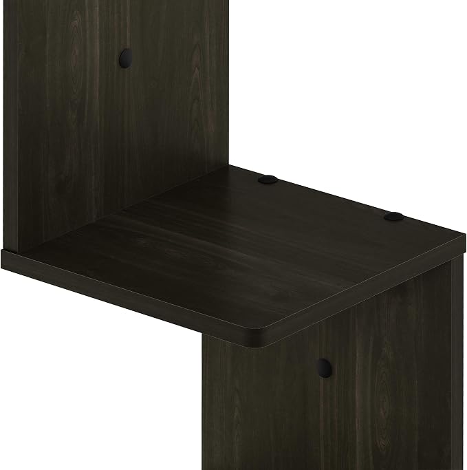 Furinno Rossi Wall Mount Floating Corner Shelf, 5-Tier Square , Espresso