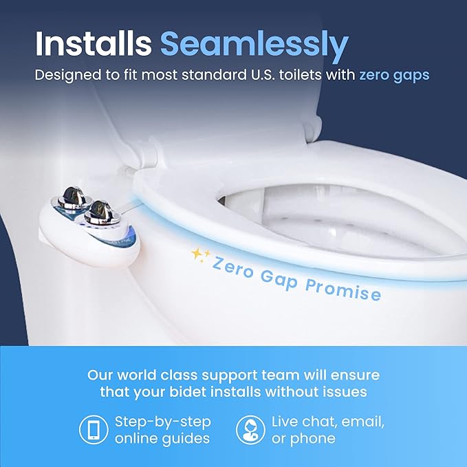 LUXE Bidet NEO 180 - Non-Electric Bidet Attachment for Toilet Seat, Blue | Dual Nozzle, Self-Cleaning, Adjustable Water Pressure, Rear & Feminine Wash, with Lever Control