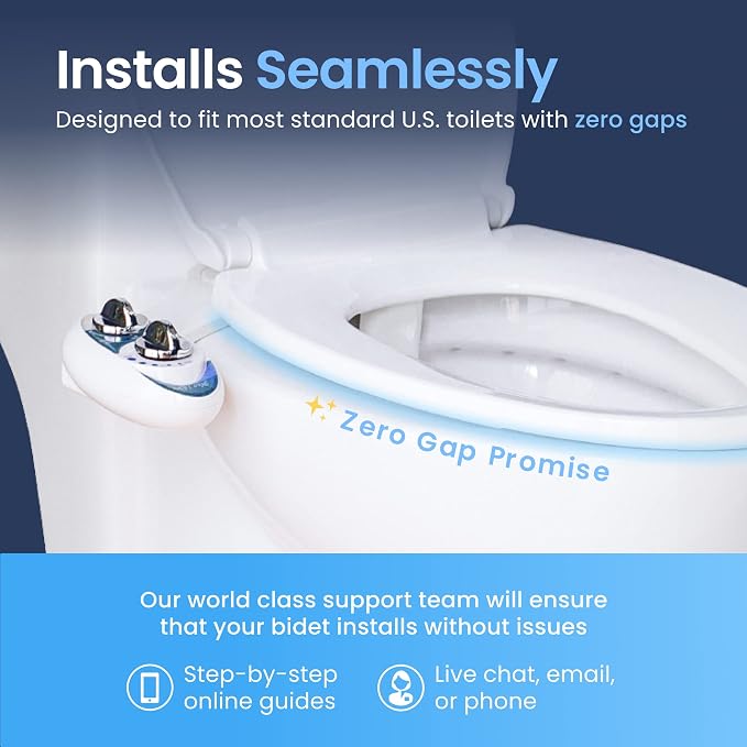 LUXE Bidet NEO 320 - Warm Water Bidet Attachment for Toilet Seat, Blue | Non-Electric, Warm Water, Dual Nozzle, Self-Cleaning, Adjustable Water Pressure, Rear & Feminine Wash