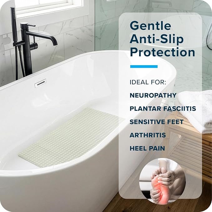 SlipX Solutions Pillow Top Soft Padded Non Slip Bathtub Mat, 27x15.5, Cream | Soft Anti Slip Bath Tub And Shower Mat, 700 Air-Filled Pillows, Strong Suction Cups, Extra Comfort Underfoot