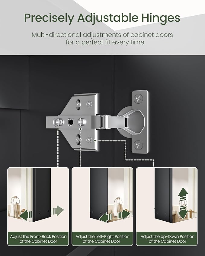 Bathroom Medicine Mirror Cabinet, 17.7'' x 23.6'', Wall-Mounted Bathroom Vanity with Mirror, Bathroom Medicine Cabinet with Storage Function, Hanging Storage Cabinet, Adjustable Shelves, Black