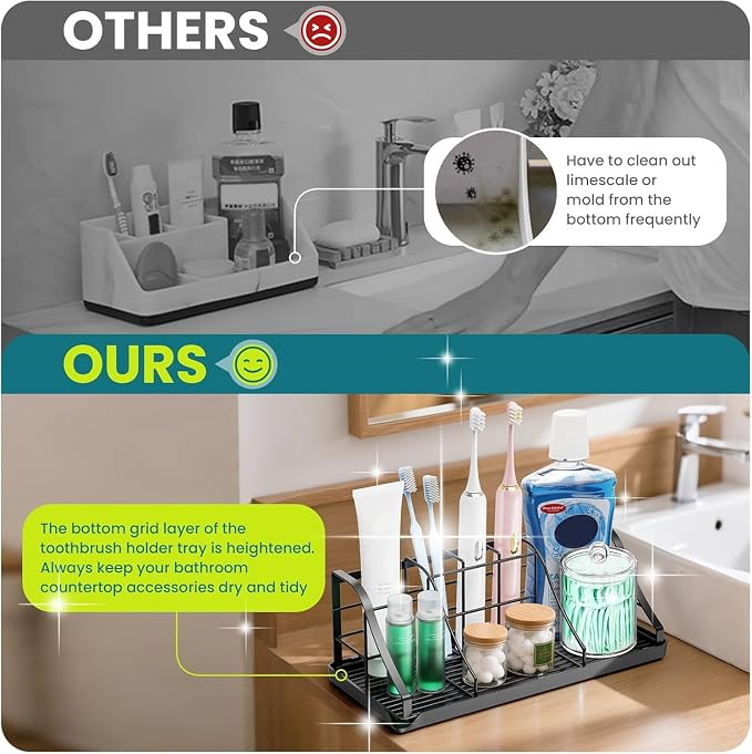 Bathroom Organizers and Storage,7 Slots, Kids Electric Toothbrush Holders | Easy to Clean,Multifunctional,Kids Electric Toothbrush Organizer,Drainage,Removable,For Bathroom,Vanity,Kitchen Sink,Office