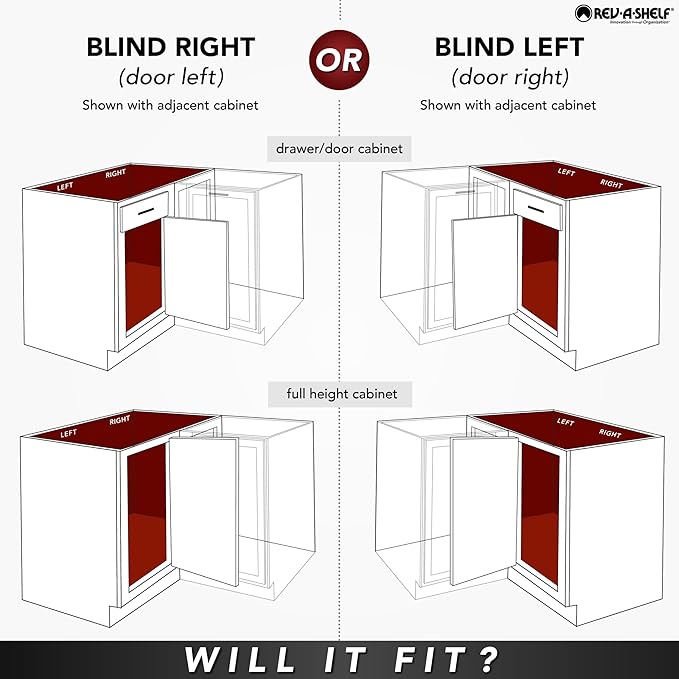 Rev-A-Shelf 38" Dual Shelf Half Moon Lazy Susan Organizer for Diagonal Blind Corner Kitchen Cabinets, Pullout Turntable Trays, Wood, 4WLS882-38-570