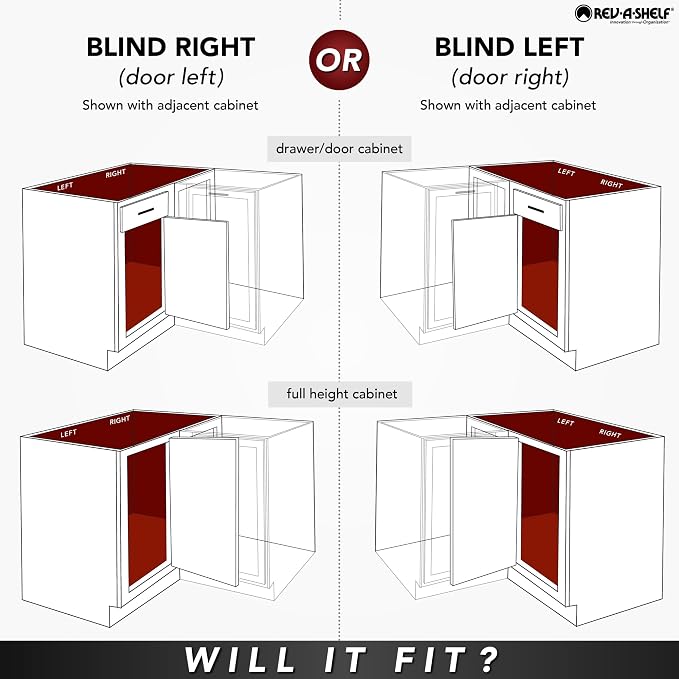 Rev-A-Shelf 35" Dual Shelf Half Moon Lazy Susan Organizer for Diagonal Blind Corner Kitchen Cabinets, Pullout Turntable Trays, Wood, 4WLS882-35-570