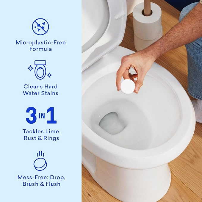 BLUELAND 100% Plastic Free Toilet Bowl Cleaner Tablets Set, Lemon Cedar | Removes Limescale, Rust & Hard Water and Toilet Ring Stains, Septic-Safe, No Chlorine Bleach, Dyes, Ammonia, or Parabens