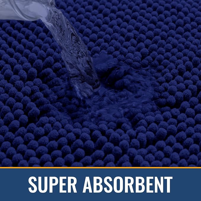 Arotive Bathroom Rugs 44x24, Soft Absorbent Shaggy Chenille Bath Rugs | Navy, Machine Washable Rubber Backing Bath Mats for Bathroom Floor Tub and Shower Home Decor Accessories