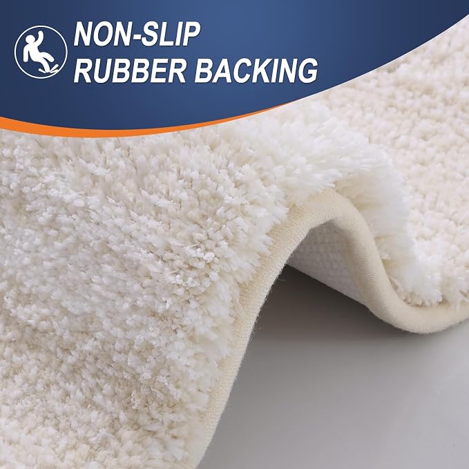OLANLY Large Bathroom Rugs 44x32, Extra Soft Absorbent Microfiber Bath Rugs | Light Beige, Non-Slip Quick-Drying Rubber Backing, Washable Plush Bath Mat for Floor, Tub and Shower, Home Decor Accessories