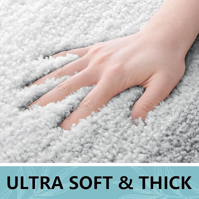 Arotive Microfiber Bathroom Rugs, Shaggy Soft Absorbent Bath Rug, 59x20 | LightGrey, Rubber Backing Thick Plush Machine Washable Dry Bath Mats for Bathroom, Tub and Shower, Rectangular