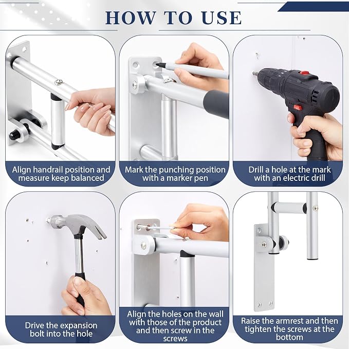 Zonon 2 Pack 23.6 Inch Handicap Grab Bars, Flip up Aluminium Alloy Toilet Safety Rails, Anti Slip with Paper Holder, Bathroom Support Rail for Elderly Disabled Pregnant (Anti-Slip Handle)