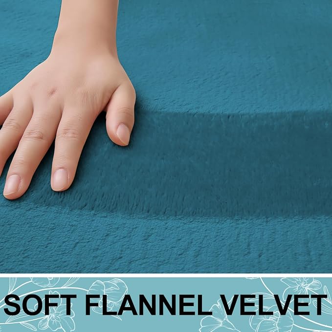 Smiry Memory Foam Toilet Rugs 24x20, Extra Soft Absorbent Bathroom Rugs | Peacock Blue, Quick Dry Machine Washable Non-Slip Contour Bath Mat for Toilet