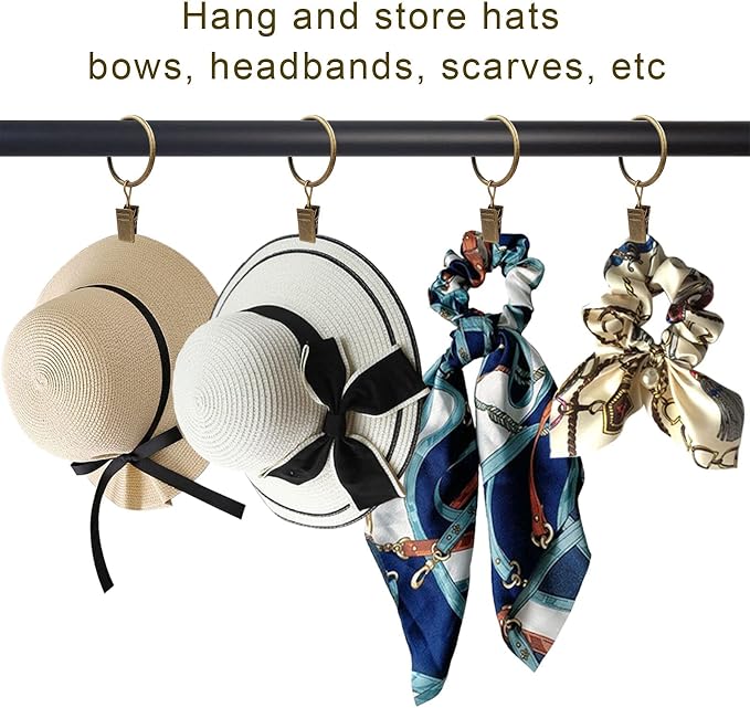 LLPJS 40 Pack Curtain Rings with Clips, Curtain Clip Rings Hooks, Bow Hanger Clips for Hanging Drapery Drapes Bows, Ring 1.26 inch Interior Diameter, Fits up to 1" Rod, Bronze