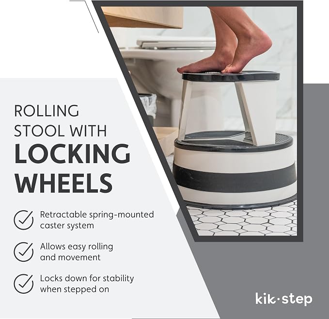 Cramer Kik Step Steel Step Stool - Two Step Stool, Holds 350 lbs (Gray)