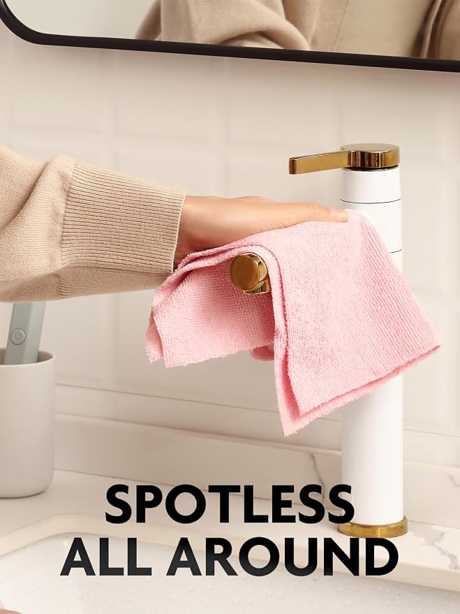 Fantasticlean Microfiber Cleaning Cloth Roll -75 Pack, 12" x 12" (Pink) | Reusable Alternative to Paper Towels, Ultra Absorbent, Lint-free Microfiber Towel Roll, for All-Purpose Cleaning