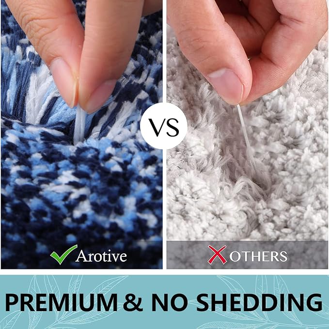 Arotive Microfiber Bathroom Rugs, Shaggy Soft Absorbent Bath Rug, 59x20 | Blue, Rubber Backing Thick Plush Machine Washable Dry Bath Mats for Bathroom, Tub and Shower, Rectangular