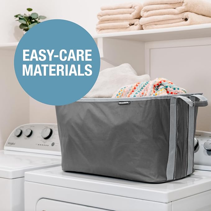 CleverMade Collapsible Laundry Basket, 60L Pop-Up Hamper, 2 Pack, Charcoal | Clear Floor Space Between Laundry Days | Each Basket Holds 55 lb, Stays Upright While Loading, and Folds to 1.25 Inches