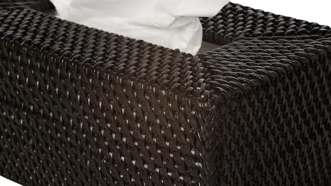 KOUBOO Loma Rectangular Rattan Tissue Box Cover, Wicker Holder, Espresso | Handwoven natural texture, easy-access opening, fits standard rectangular tissue boxes, decorative accent for multiple rooms