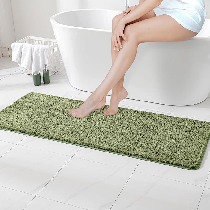 MIULEE Sage Bathroom Runner Rugs Soft Microfiber Bath Mat 24x60 Inch | Absorbent, Non Slip, Quick Dry, Fluffy Bath Rugs for Bathroom Floor Tub Showers, Machine Washable