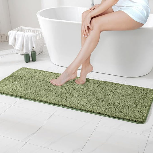 MIULEE Sage Bathroom Runner Rugs Soft Microfiber Bath Mat 24x60 Inch | Absorbent, Non Slip, Quick Dry, Fluffy Bath Rugs for Bathroom Floor Tub Showers, Machine Washable