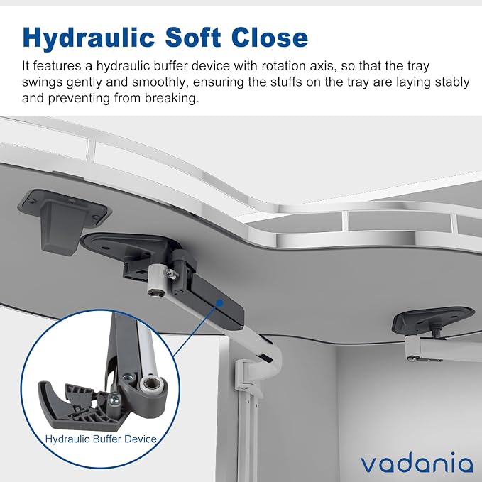 VADANIA Blind Corner Pull Out Organizer, 36" Right Swing Cabinet | 2-Tier Swing Tray, Soft Close, Right Hand Open, Space Saving Blind Corner Cabinet Design