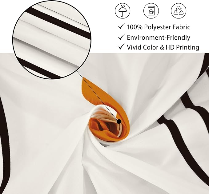 Boho Mid Century Shower Curtain, Modern Abstract Arch Sun Ivory Machine Washable Waterproof Polyester for Bathroom Bathtub with 12 Hooks 72x72