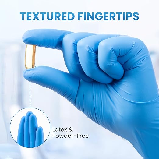 Borje Nitrile Exam Gloves XL, 100 Count Disposable Gloves, Blue | Latex-Free Powder-Free, Food Safe, Cooking, Cleaning