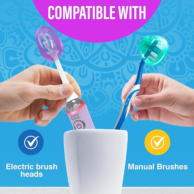 GuruNanda Brush Pods - Toothbrush Cover for Manual & Electric Toothbrush, Keeps Toothbrush Fresh & Clean, Travel Accessories with Natural Essential Oil Vapors, 8 Pack