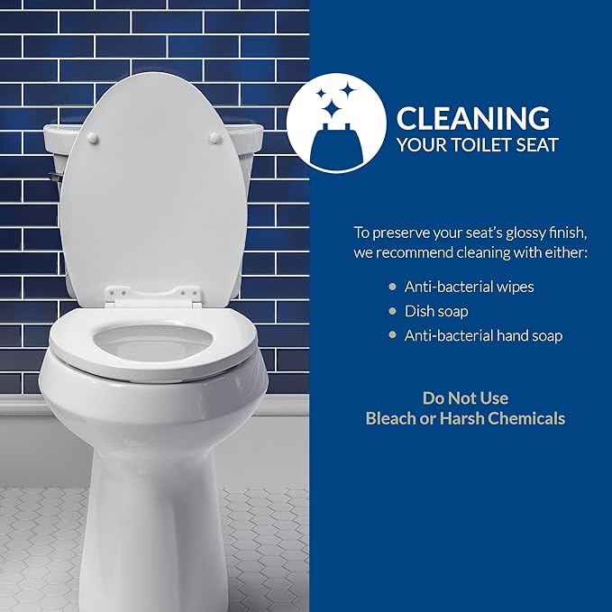 MAYFAIR 1844CP 000 Toilet Seat with Chrome Hinges will Never Come Loose, ELONGATE, White (Pack of 2)