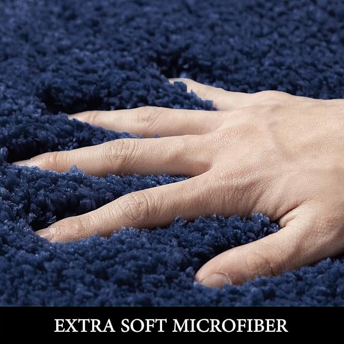 MIULEE Navy Blue Large Bathroom Rugs Soft Microfiber Bath Mat 24x36 Inch | Absorbent, Non Slip, Quick Dry, Fluffy Bath Rugs for Bathroom Floor Tub Showers, Machine Washable